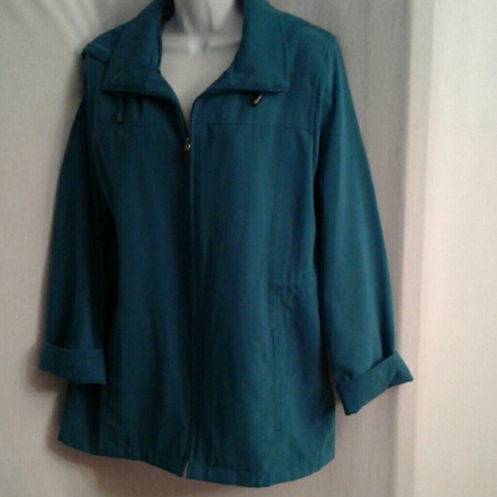London Fog hooded teal utility jacket sz M