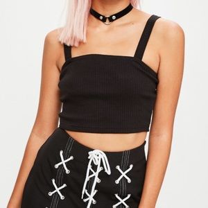 Petite black ribbed bralette top