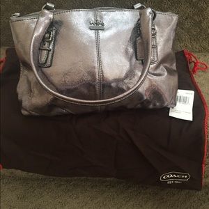 Coach metallic leather bag! Never used! NWT!