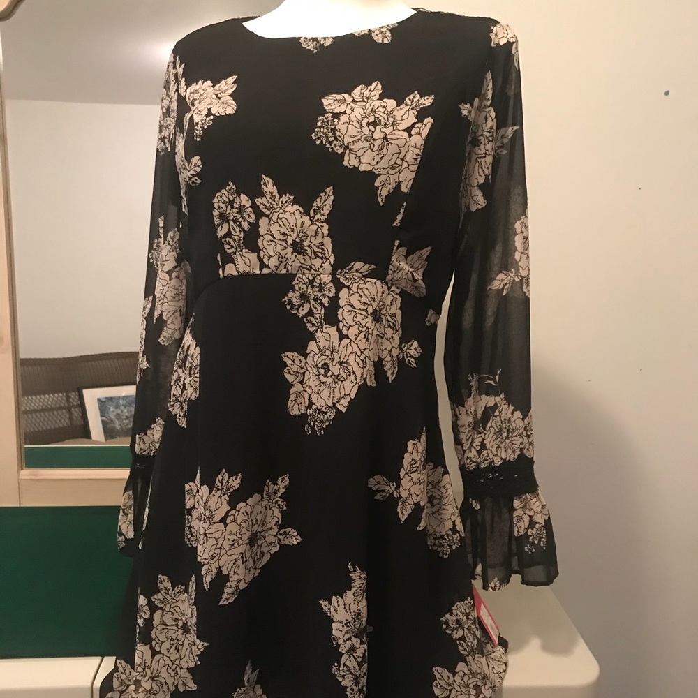 Black and white floral dress