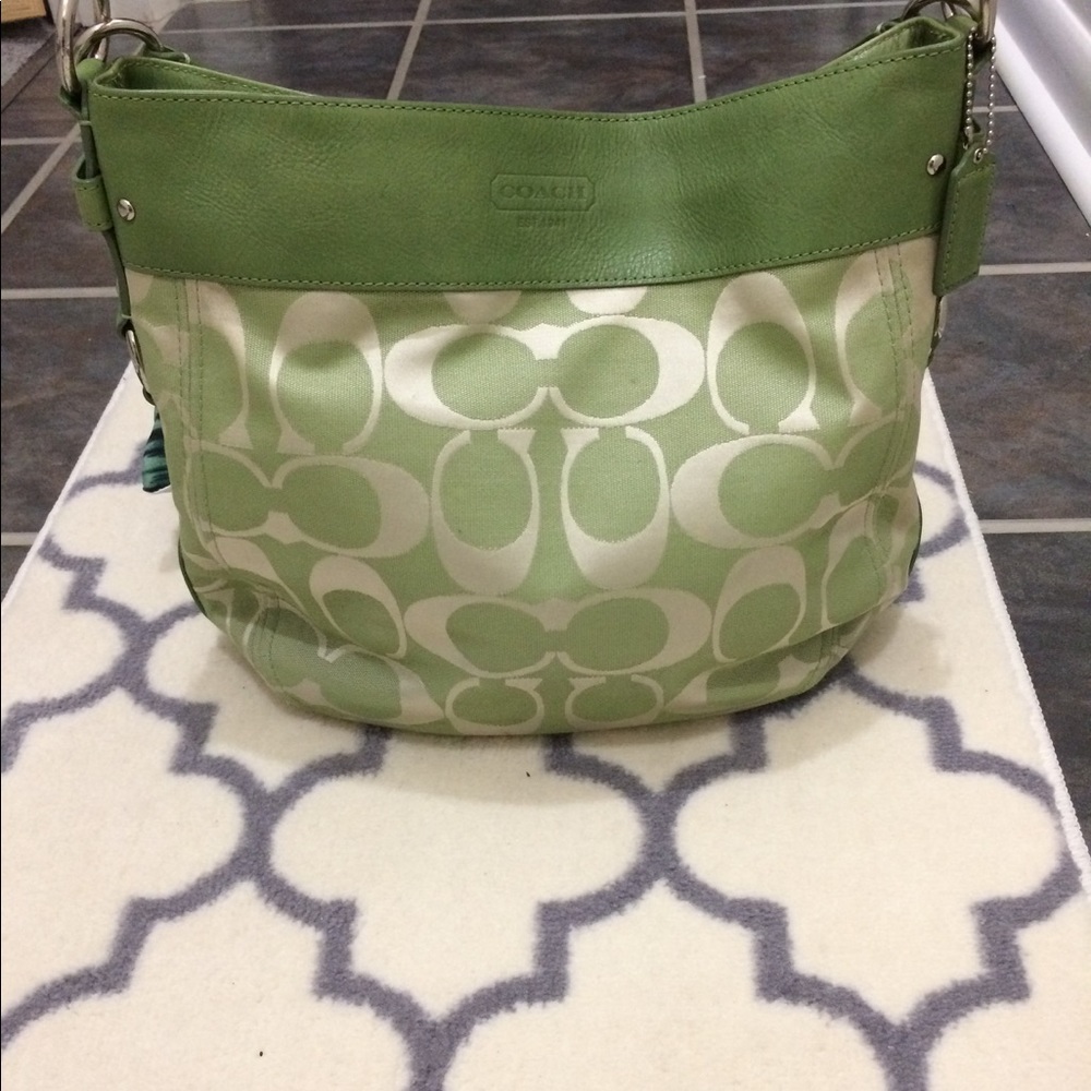 Coach bag green w/ orig leather crossbody strap