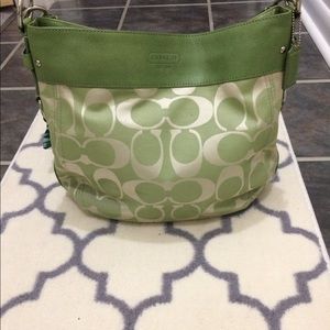Coach bag green w/ orig leather crossbody strap