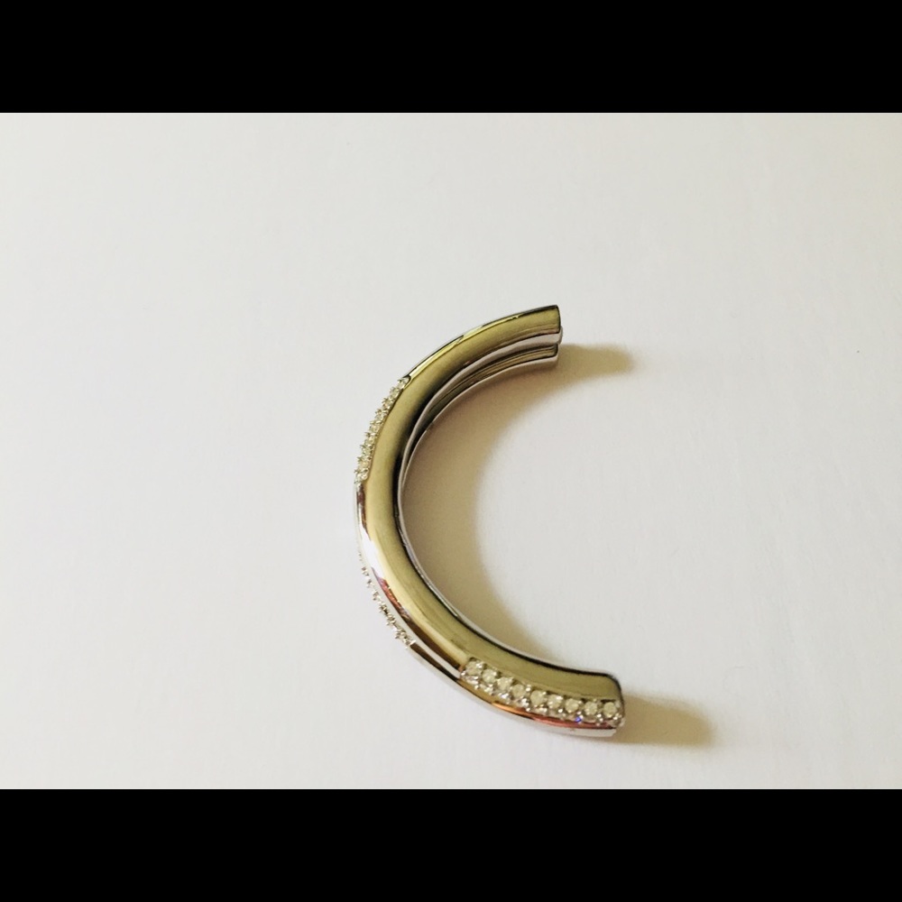 Silver and Crystal Accent Stretch Bangle - Picture 3 of 3