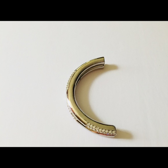 Silver and Crystal Accent Stretch Bangle - Picture 3 of 3