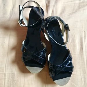 Jimmy Choo Patent Leather Cork Wedge