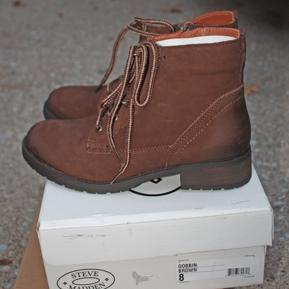 Steve Madden NEW Gobbin Leather Boots 8m