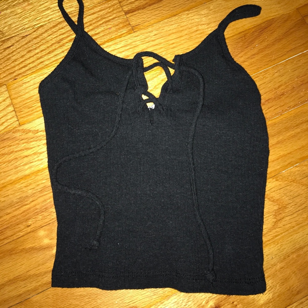 Ribbed lace up crop top