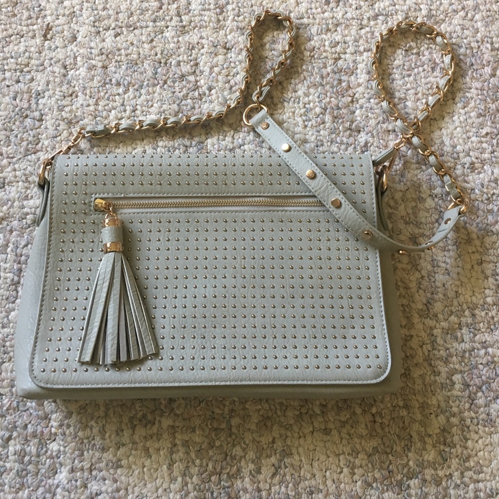 Grey Studded Crossbody Bag