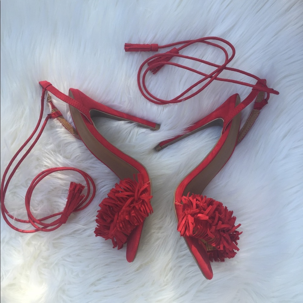 Red Fringe Heels