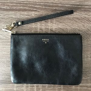Fossil Black Leather Wristlet