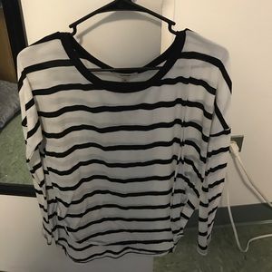 Long sleeve, black and white striped blouse