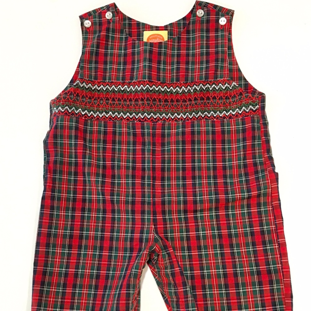 Boy's Plaid Overall Outfit in 6 Months