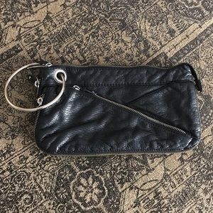 Converse One Star black leather wristlet clutch