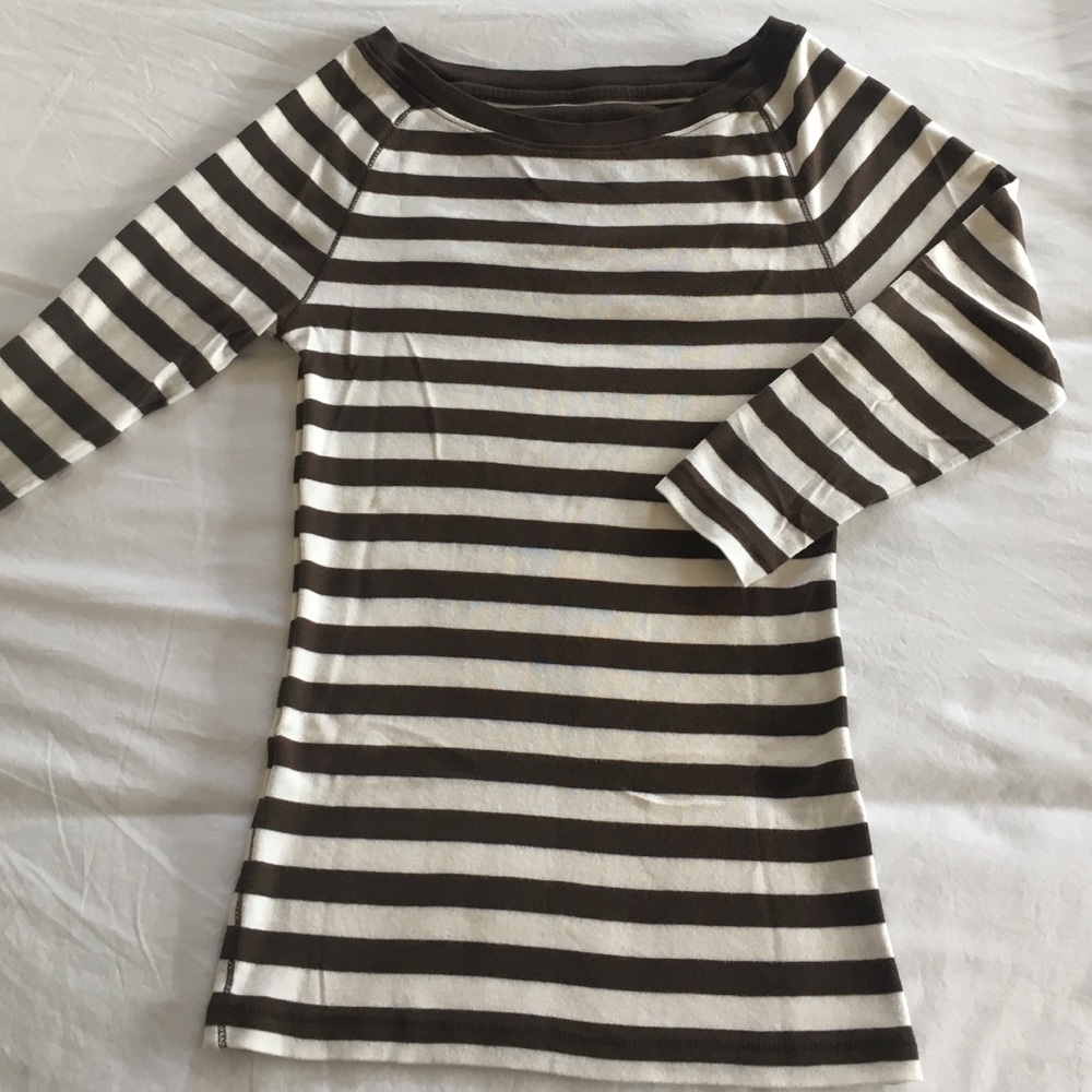 GAP brown and white stripe 3/4 long sleeve XS