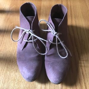 Pink suede booties