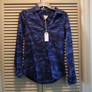 Blue camouflage button up