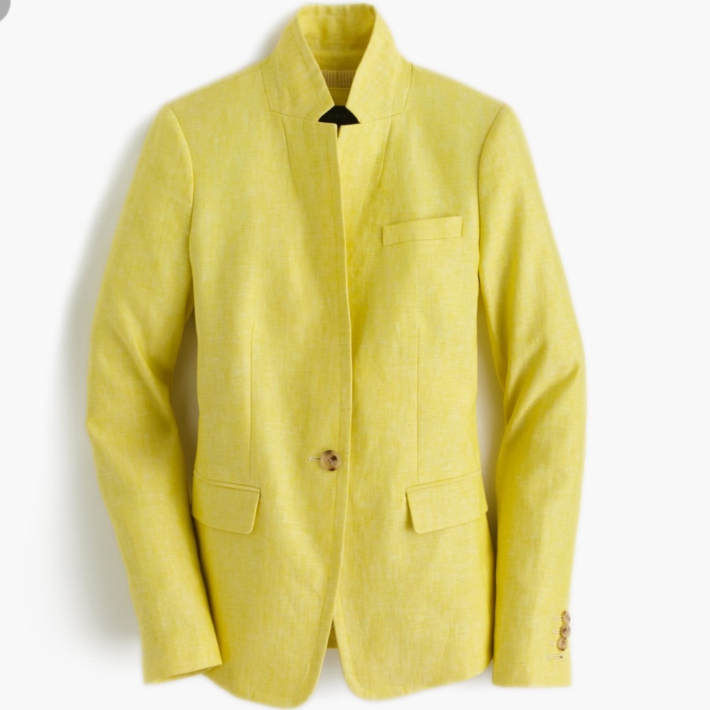 J. Crew Regent Blazer in Linen Canary Yellow 8R