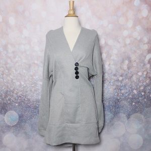 Cupshe Gray Long Sleeve Hooded Button Tunic