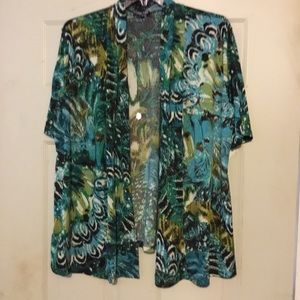 Teal abstract print jacket