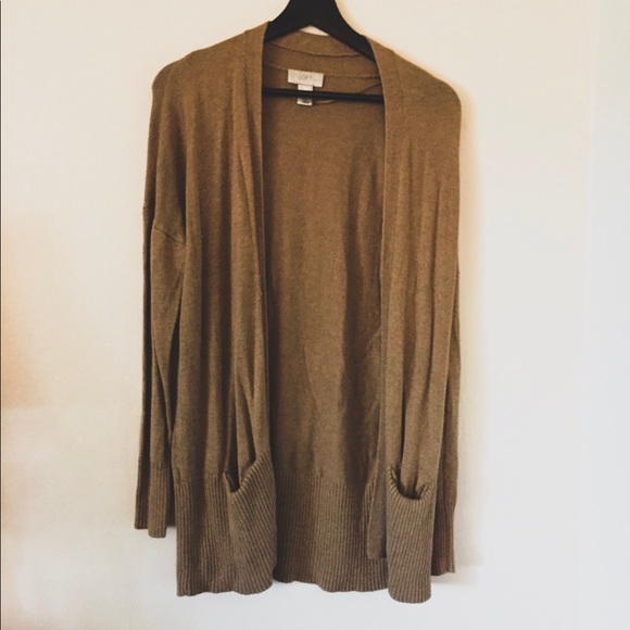 LOFT Sweaters - {LOFT} Golden Tan Pocketed Open Front Cardigan