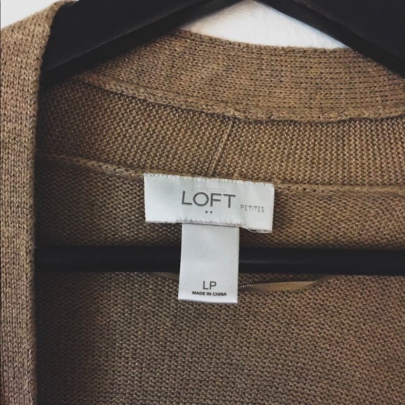 {LOFT} Golden Tan Pocketed Open Front Cardigan - Picture 3 of 5