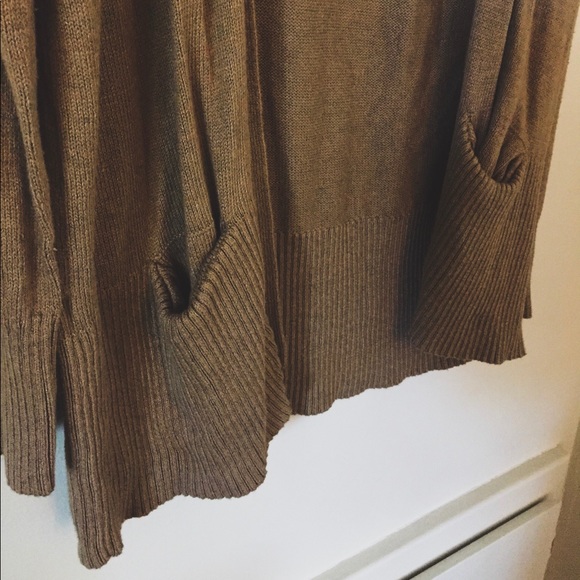 {LOFT} Golden Tan Pocketed Open Front Cardigan - Picture 4 of 5