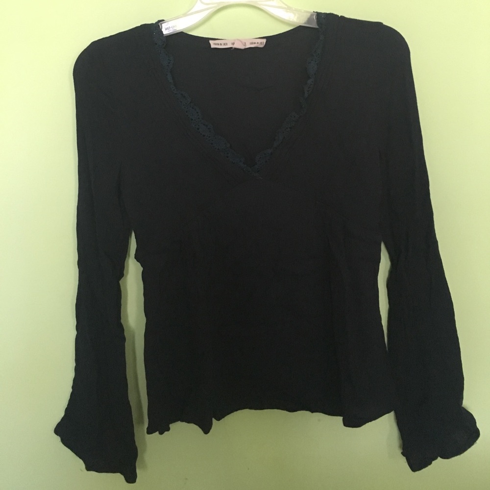 Fashion On Earth Navy Blue Long Sleeve Blouse