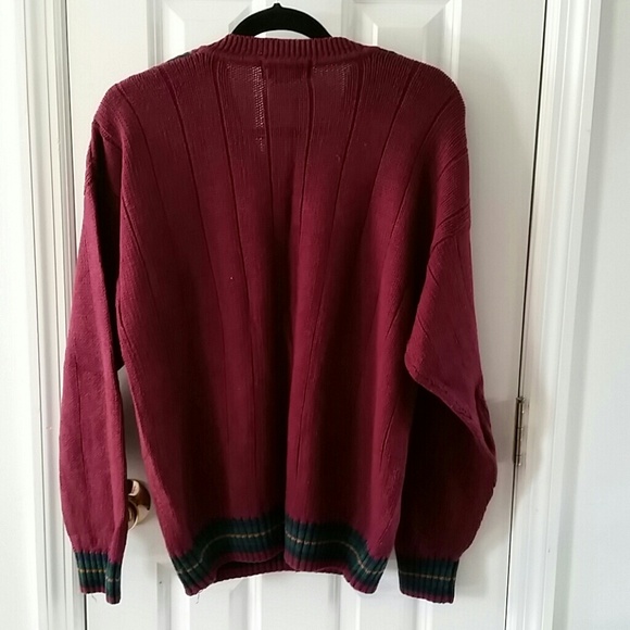Mens Long sleeve burgundy sweater - Picture 2 of 4