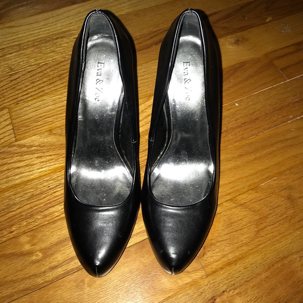 Black leather heels