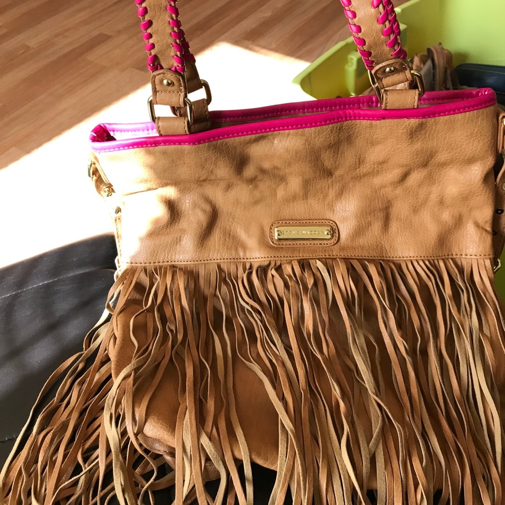 Steve Madden fringe purse with top handles n strap