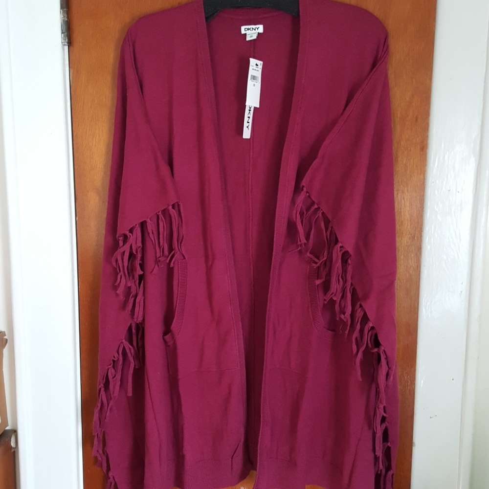 DKNY BOHO FRINGE CAPE PONCHO SHAWL ONE SIZE
