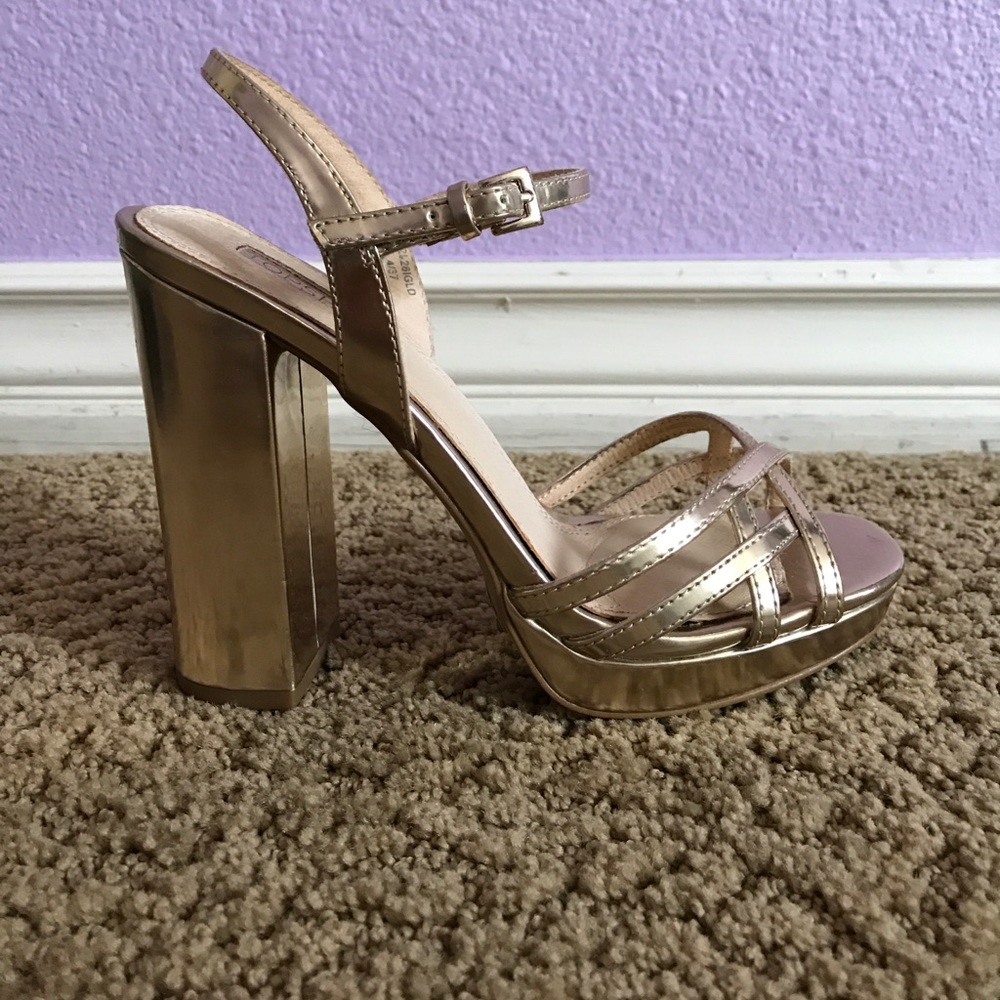 Topshop Gold Block Heels