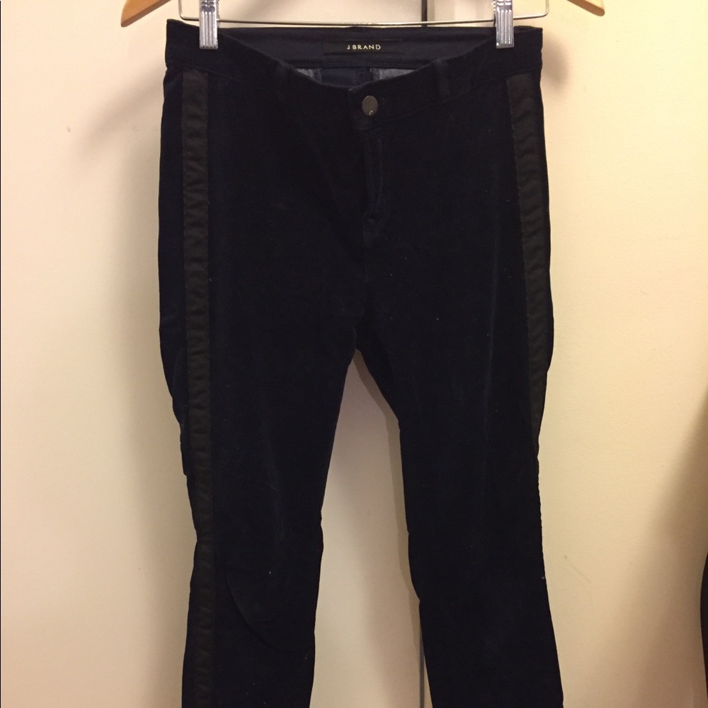 J Brand Katharine Black Velvet Tuxedo Pants