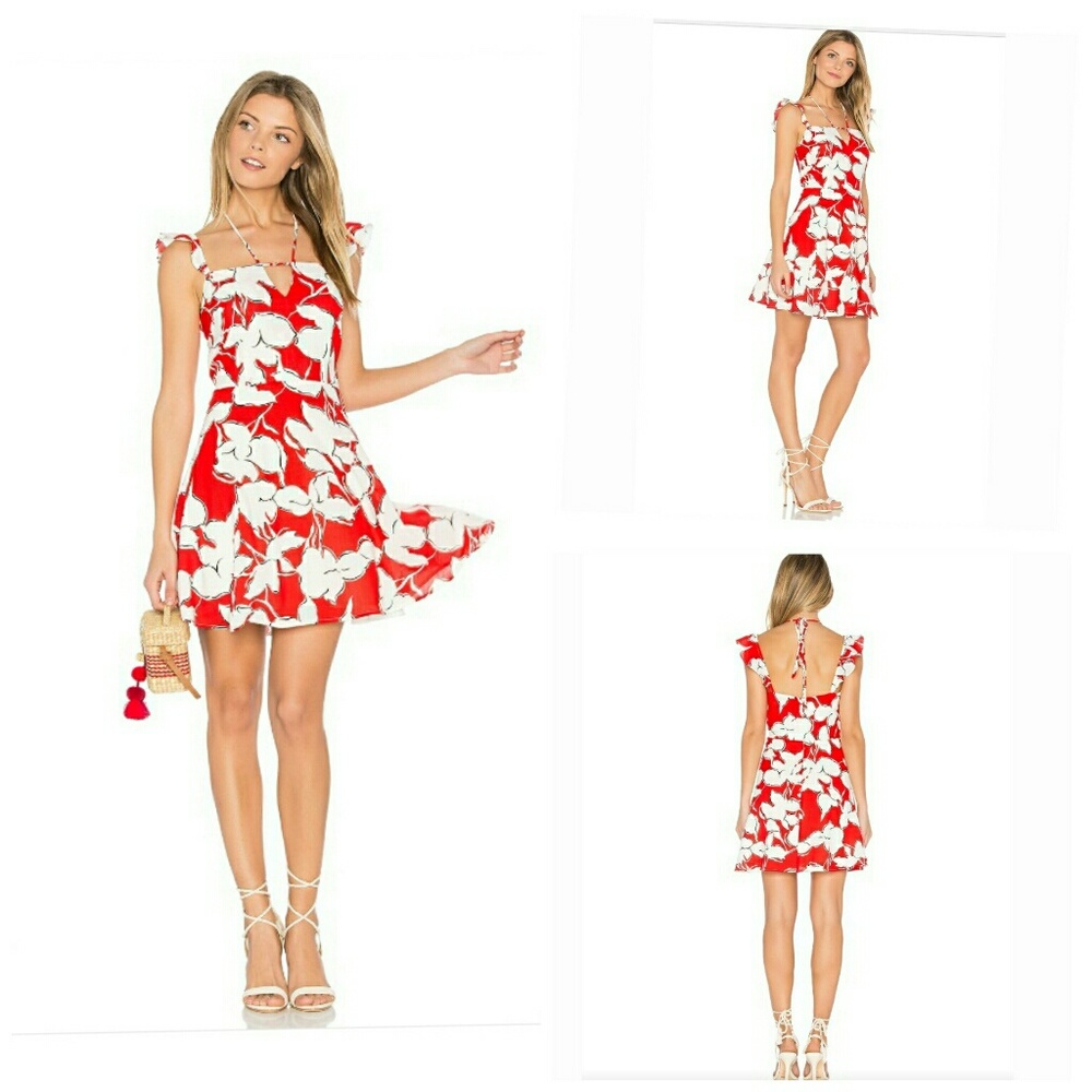 NWT JOA Red and White Floral  Dress Med