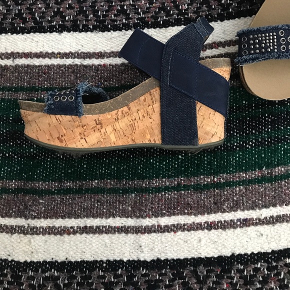 Denim Studded Wedges - Picture 3 of 3