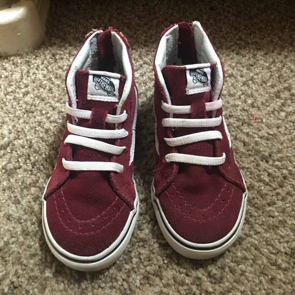 Suede Maroon High Top Vans for Toddler
