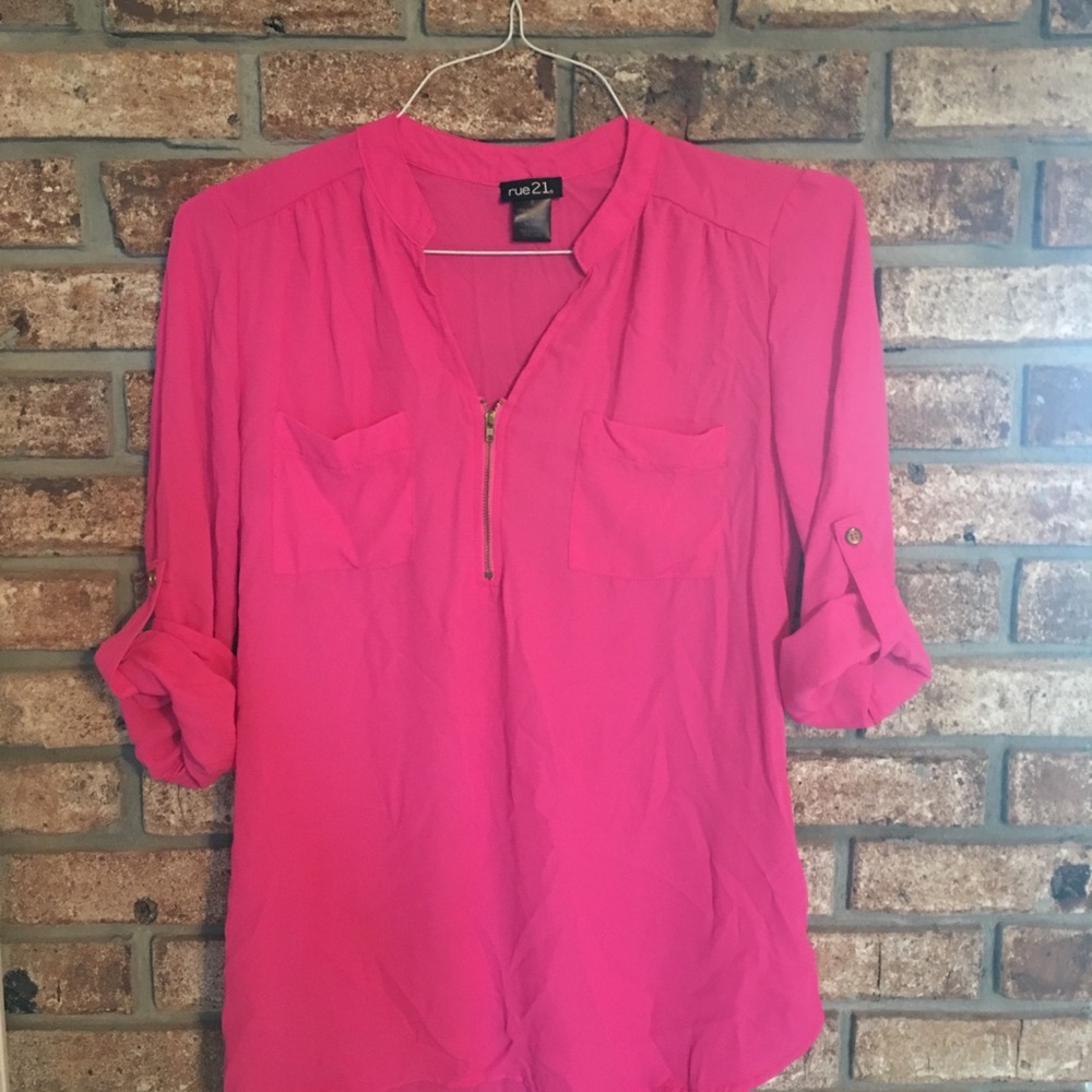 Hot Pink zipper Blouse by Rue21