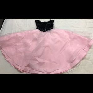 Toddler girl dress (3T) Black (faux suede) & pink