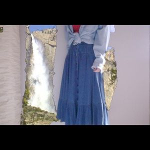 Long Denim Button Down Sheplers Skirt