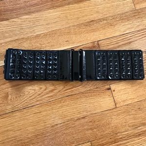 BCBGMAXAZRIA Black Patent Leather/Elastic Belt