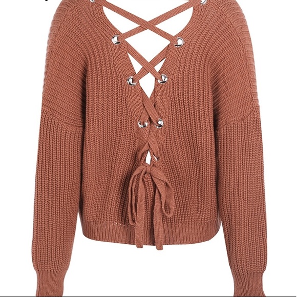 'Brooke' Lace Up Sweater - Picture 4 of 5