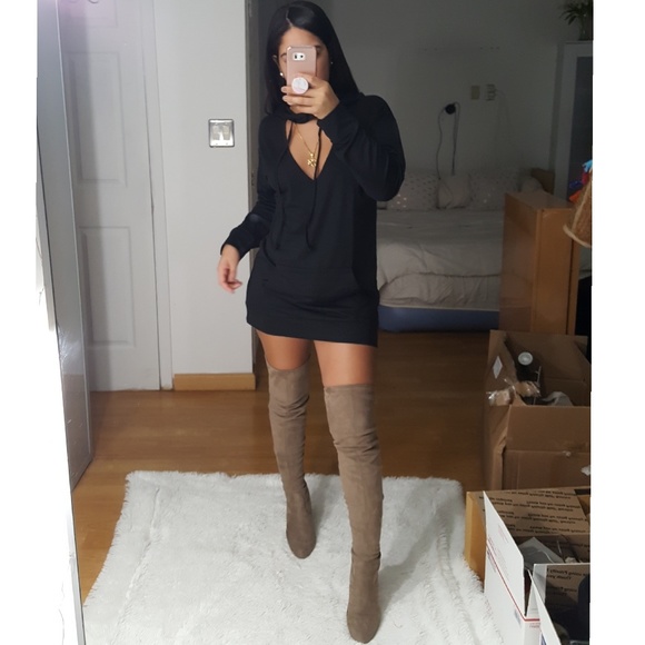 ▪LAST ONE▪"Cold Breeze" Black Hoodie Sweater Dress - Picture 2 of 6