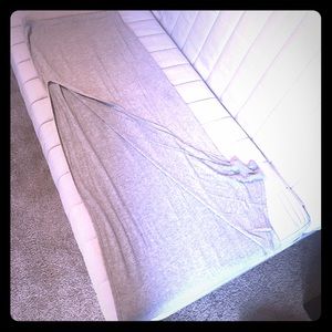 High slit gray maxi skirt