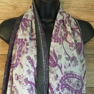 Purple And Black Paisley Pattern Print Scarf