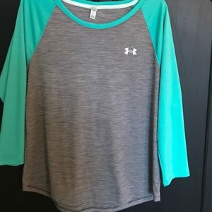 Baseball Tee, Heather Grey and Teal