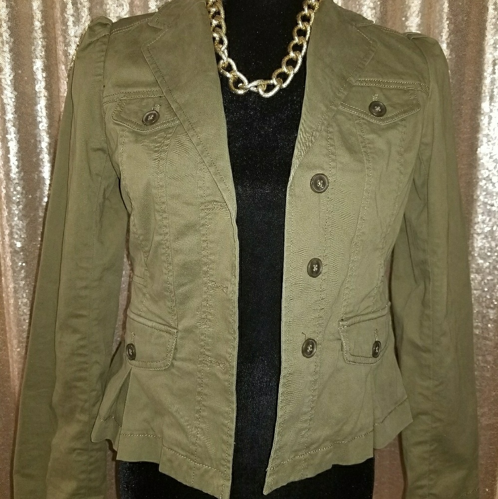 Ann Talyor Army Green Peplum Blazer