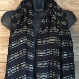 Express Black Gold Scarf Oversized With Fringe