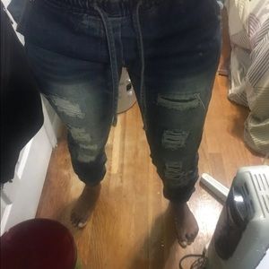 Distressed Acid Wash Joggers for Women
