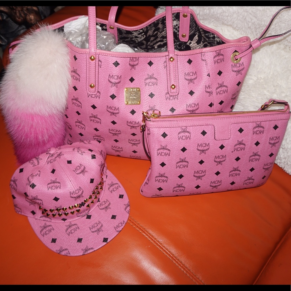 McM visetos reversible shopper pink BUNDLE