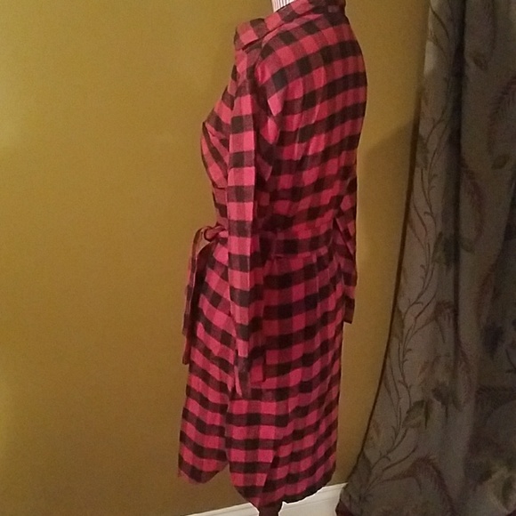 LAST ONE! Flannel Buffalo Plaid Long Shirt Dress - Picture 4 of 4